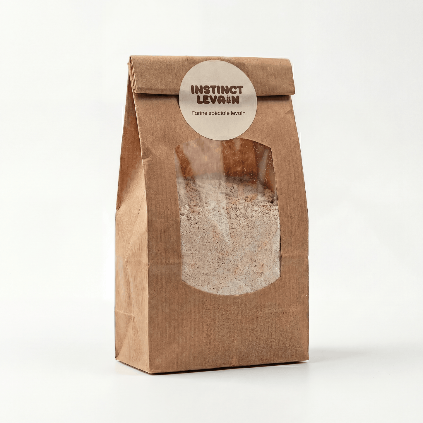 Sachet de farine spéciale levain Instinct Levain pour la préparation de pains artisanaux.