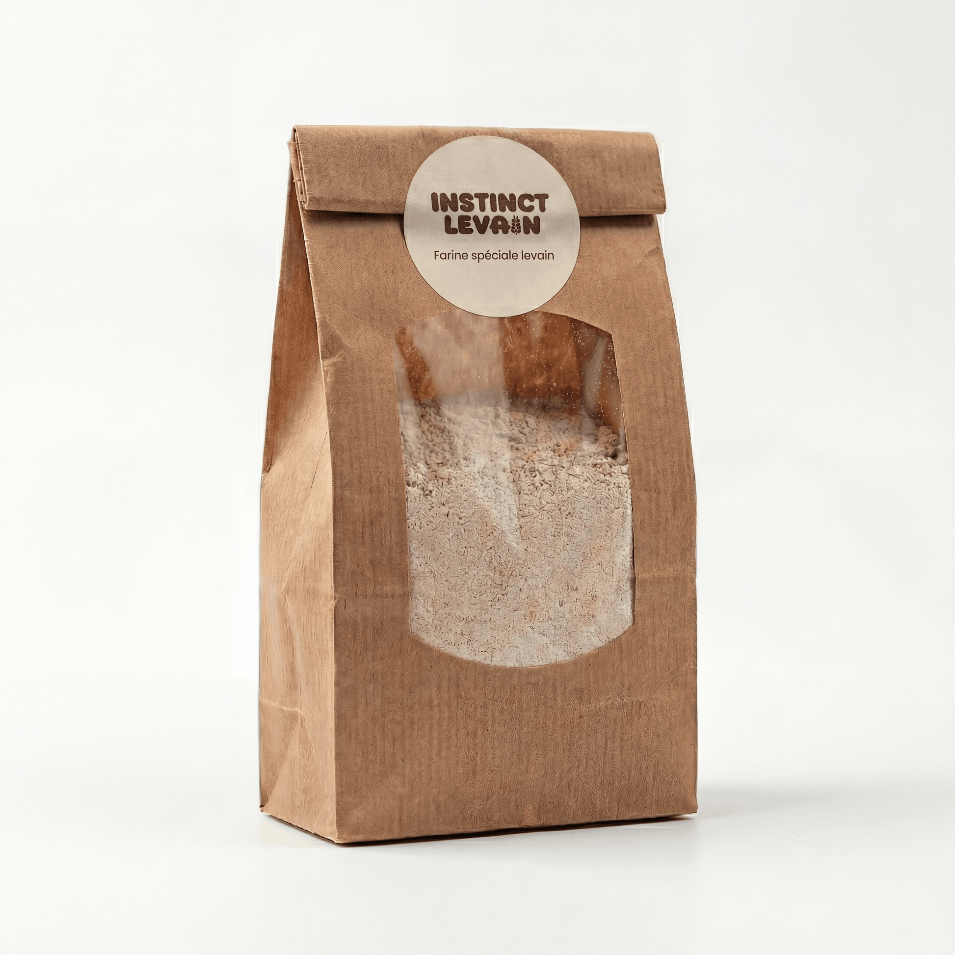 Sachet de farine spéciale levain Instinct Levain pour la préparation de pains artisanaux.